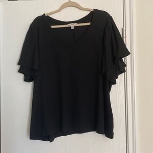 TERRA AND SKY black top with flutter sleeves
